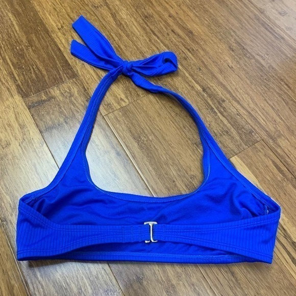 Xhilaration Women's Textured Ribbed Scoop Neck Halter Bikini Top Blue - Size S - Picture 2 of 5